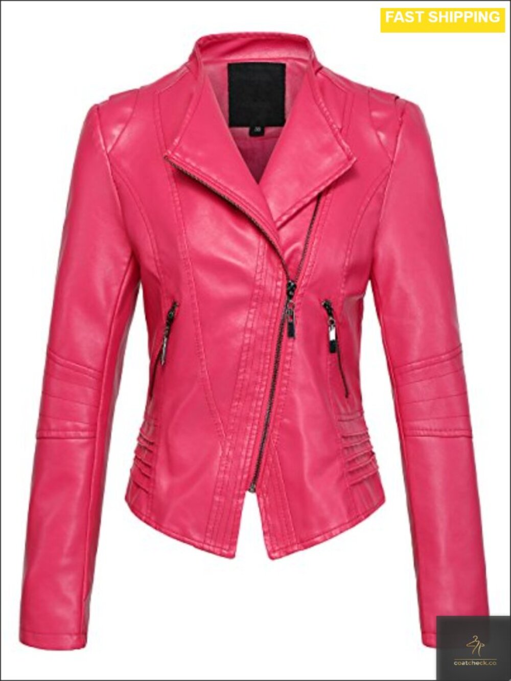 Women's Collarless Cropped Faux PU Leather Biker Jacket